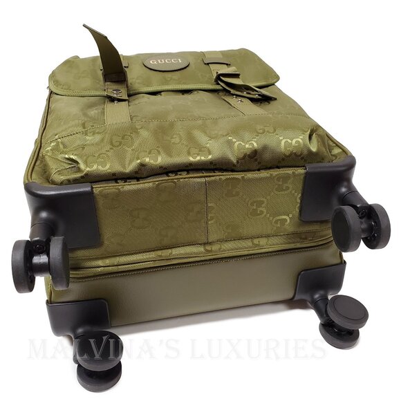 GUCCI OFF THE GRID SMALL TROLLEY SUITCASE GREEN GG LOGO NYLON TRAVEL BAG - Picture 9 of 16